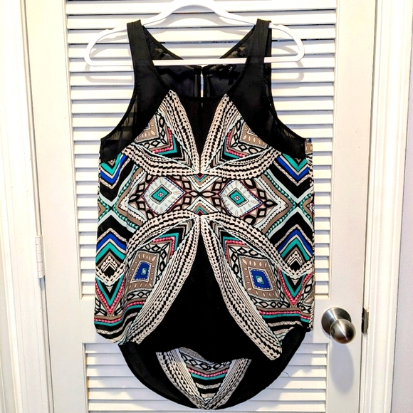 Mossimo Women's Large Hi Lo Tank Top With Tribal Pattern - Picture 1 of 10